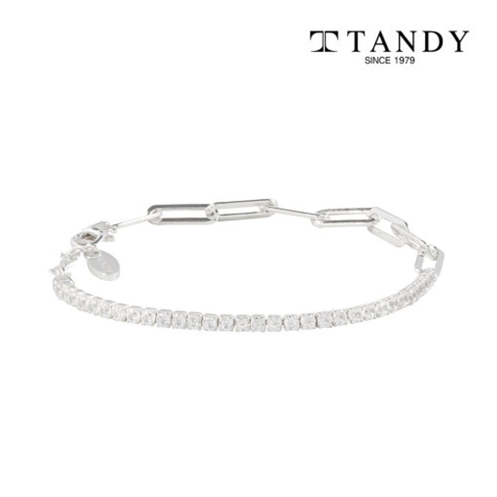 [TANDY] 925 Silver Women's Clip Chain Tennis Bracelet TDB502 - 92.5% Pure Silver, 2mm Zirconia Cubic Accents, Dual Chain Design - Made in Korea